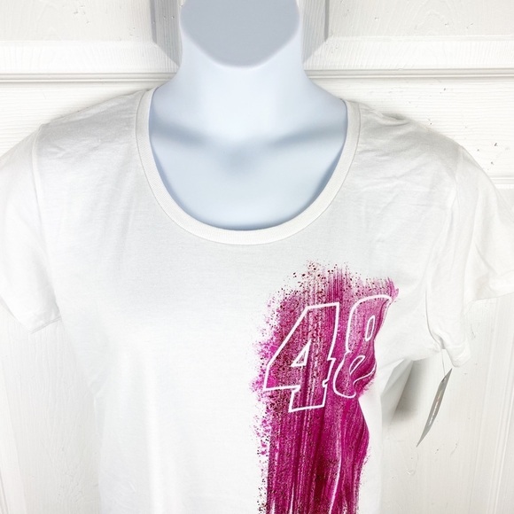 NASCAR Jimmie Johnson Pink and White Sparkle Crew Neck Top Size 1X - Picture 3 of 8